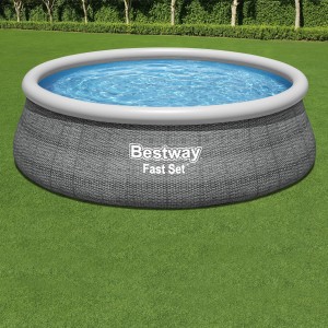 Bestway Fast Set medence, Ø 457 cm, palaszürke. Quick-Up medence rattan hatással a kertbe.