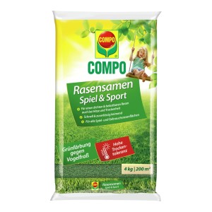 COMPO Fűmag Játék & Sport, 4kg-os csomag strapabíró gyephez.