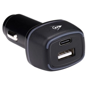 Fekete t.b.t. autós töltő USB és USB-C porttal autóelektronikához.