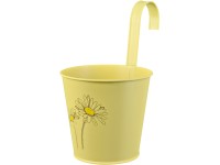 Cink felakasztható cserép lakk. virágminta sárga 14,6 cm x 16 cm