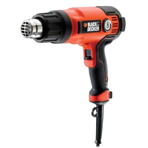 Narancs-fekete Black+Decker hőlégfúvó fúvókával és kábellel.