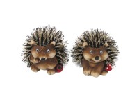 Kerámia sün szövettel 6 cm - 7 cm barna-piros