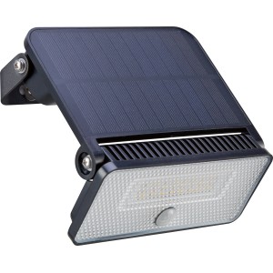 Fekete LED-es napelemes fali lámpa PIR érzékelővel, 8W, 1000 lumen kültéri használatra.