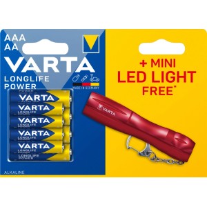 VARTA 4xAA+4xAAA Longlife Power alkáli elem+ LED kulcstartós kislámpa