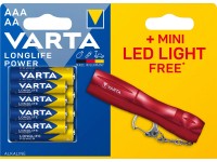 VARTA 4xAA+4xAAA Longlife Power alkáli elem+ LED kulcstartós kislámpa