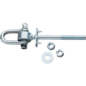 SwingKing biztonsági hinta kampó M12, 13,5 cm, horganyzott, anyákkal és gyűrűkkel kerti játékokhoz.