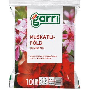 Muskátli virágföld balkonládába, 10 literes zsák.