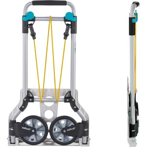 wolfcraft Sackkarre TS 600 összecsukható, alumínium kézikocsi gumi kerekekkel és feszítő kötéllel.