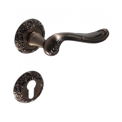 Vintage antik bronz rozettás CZ ajtókilincs