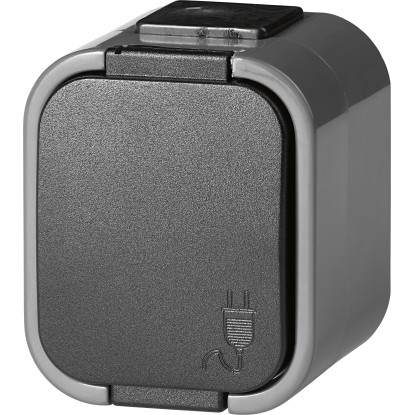 Nedves helyiségekben használható csatlakozóaljzat 1-részes IP54 szürke