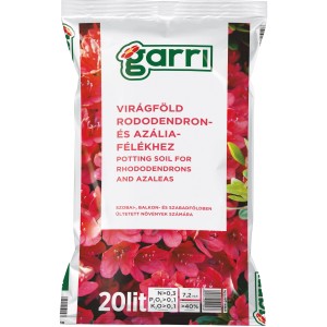Zacskó rododendron föld rózsaszín virágokkal, 20 liter.