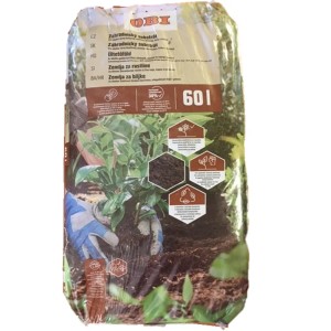 OBI Szaporítóföld (60 l) zsák ültetési jelenettel. Ideális kertbe és termesztéshez.