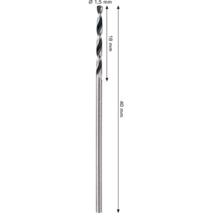 Bosch spirálfúró készlet, 2 darabos, HSS, fémhez, 1,5 mm átmérőjű. Fémfúró hengeres szárral.