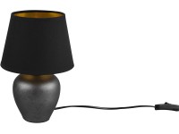 Abby 1 x E14 asztali lámpa nikkel antik textil ernyő fekete-arany