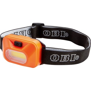 Narancssárga COB LED fejlámpa fekete, állítható fejpánttal.