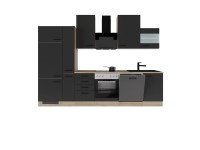 Flex-Well Exclusiv minikonyha Capri 310 cm matt fekete Endgrain tölgy Flex-Well Exclusiv minikonyha Capri 310 cm matt fekete Endgrain tölgy