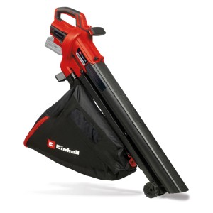 Einhell Venturro 18/210 Solo akkus lombfúvó: lombporszívó gyűjtőzsákkal és kerekekkel.