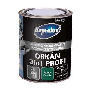 Supralux Orkán 3in1 Profi rozsdavédő festék doboza, mohazöld, 0,75l.