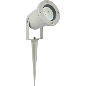 Szürke LED kerti reflektor földszúróval, 5W, 2700K, IP44, GU10 izzóval.