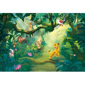Oroszlánkirály dzsungel fotótapéta: Simba, Pumbaa, Timon és Rafiki a dzsungelben.