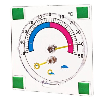 Hőmérő/ időjárás előrejelző 90 mm x 90 mm átlátszó