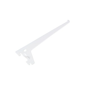 Fehér, egylyukú tartó, 20 cm, polcokhoz és bútorépítéshez.
