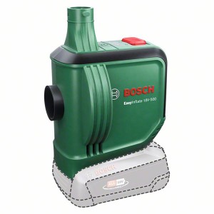 Bosch EasyInflate 18V-500 Solo akkus légpumpa, zöld. Kompakt pumpa matracokhoz és egyebekhez.
