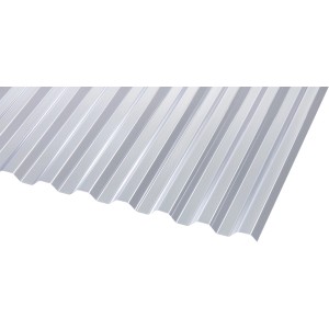 Átlátszó PVC trapézlemez 70/18, 0,7 mm vastag, 2000x900 mm, műanyag tetőfedéshez.