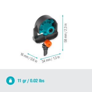 Gardena 6 az 1-ben szórófej Micro-Drip-rendszerekhez, rugalmas öntözés 6 szóróképpel.