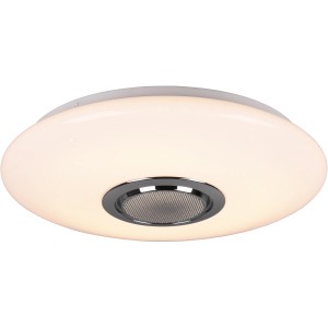Fehér LED mennyezeti lámpa Musica hangszóróval és színváltással nappaliba és hálószobába.