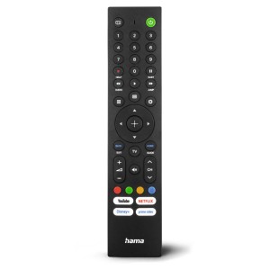 Fekete Hama távirányító multimédiás eszközökhöz, streaming szolgáltatás gombokkal.