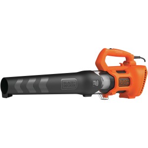 Black+Decker BEBL185 elektromos lombfúvó, 1850 W, axiális ventilátor fekete és narancssárga színben.