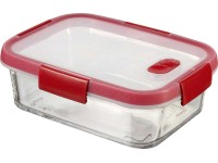 Curver Smart Cook szögletes üveg ételtartó 0,9 l átlátszó piros