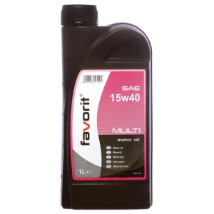 Favorit 15W-40 motorolaj, 1 literes flakon. Különféle motorokhoz alkalmas.
