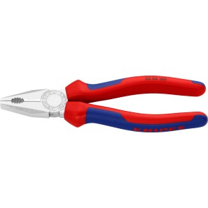 Knipex kombinált fogó, 180 mm, krómozott, piros-kék, többkomponensű markolattal.