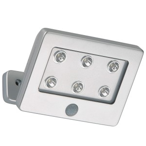 Ezüstszínű Briloner Lero LED kültéri fali lámpa mozgásérzékelővel, 6 ágú.