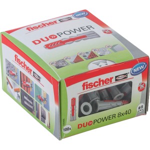 Fischer DuoPower 8x40 mm-es tiplik, 100 darabos csomag az eredeti csomagolásban.