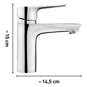 baliv WT-110 króm mosdó csaptelep, egykaros, méretekkel.