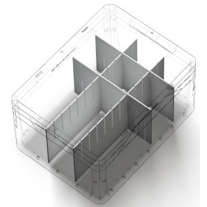Eurobox rendszer elválasztó, 55,4x10 cm, fehér, tárolódobozok felosztásához.