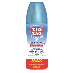 Zig Zag szúnyogriasztó spray, 200ml-es flakon kék kupakkal. Szúnyog- és kullancsriasztó.