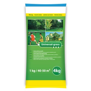 Univerzális fűmag csomagolás, 4 kg, kb. 160 m² gyepfelületre. Ideális új gyephez és felülvetéshez.