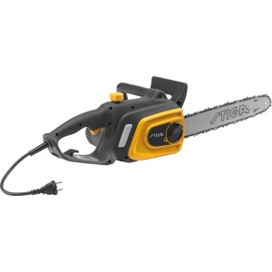 Stiga CS 118c elektromos láncfűrész, 35 cm-es vezetőlemez, fekete és sárga. Kompakt láncfűrész otthoni használatra.
