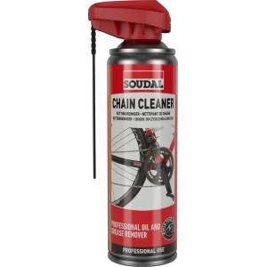 Soudal lánctisztító spray kerékpárokhoz. Tisztítja és zsírtalanítja a kerékpárláncokat.