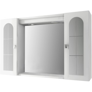Fehér Baden Haus tükrös szekrény, 95x60x17 cm, LED világítással és üvegpolcokkal.
