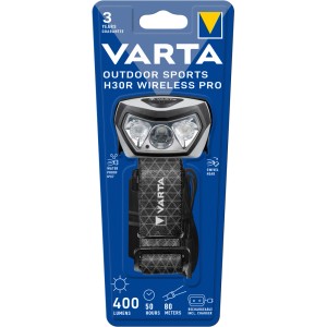 Varta Outdoor Sports H30R fejlámpa, 400 lumen, vízálló, újratölthető.