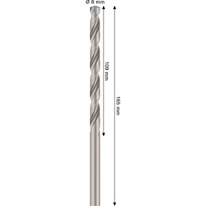 Bosch Pro Metal HSS-G spirálfúró, 8 mm átmérő, ezüst színű, fémmegmunkáláshoz.