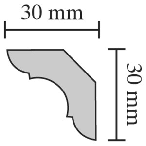 t.b.t. profilszíj, méretek 30x30 mm, mennyezet- és faldesignhoz.
