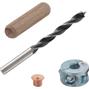 wolfcraft Dübel készlet, 25 darabos: Dübelek, fafúró, mélységütköző és dübelrögzítő a pontos fa kötéshez.