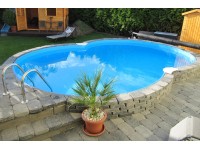 Medence szett Cannes félmagas beépíthető medence nyolcas alakú 625 cm x 360 cm Medence szett Cannes félmagas beépíthető medence nyolcas alakú 625 cm x 360 cm