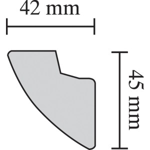 A t.b.t. szegélyléc profilkeresztmetszete méretekkel (42x45mm).